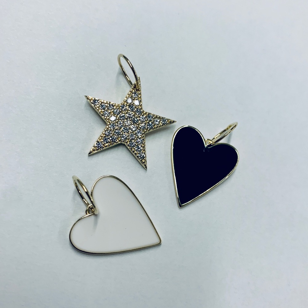 Enamel heart star charms sterling